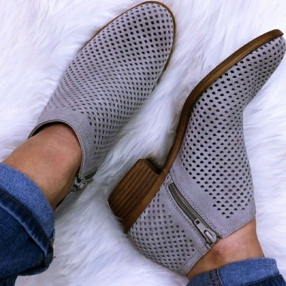 Lucky Brand π Blue Ankle Booties with Perforated Design